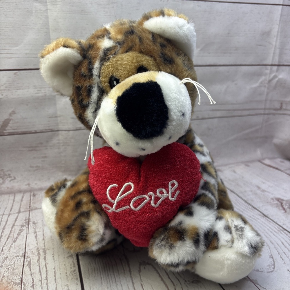 BEST MADE TOYS Soft Plush Love Tiger Stuffed Animal Toy Red Hearts Valentine's